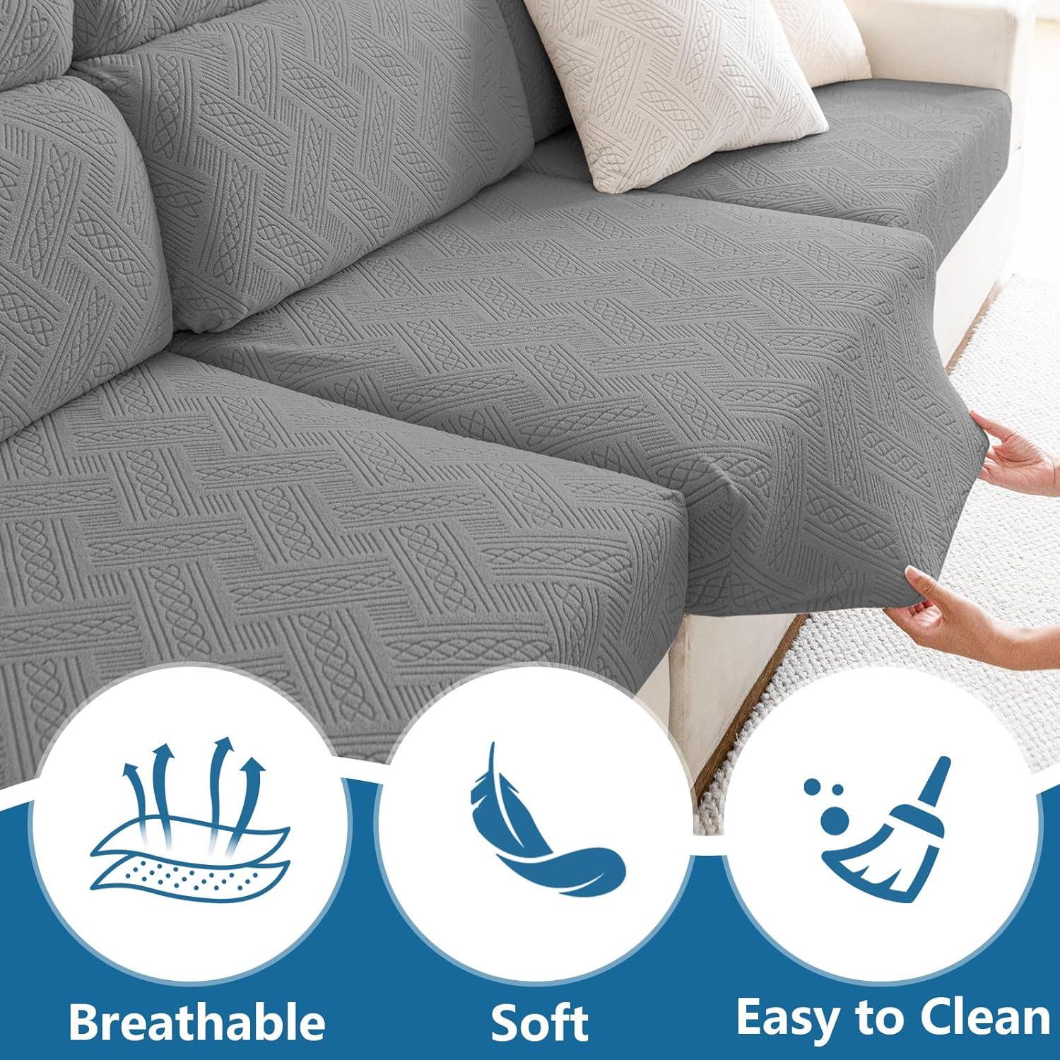 Fundas de Cojín de Sofá Impermeables Hyha 3 Paquetes Gris