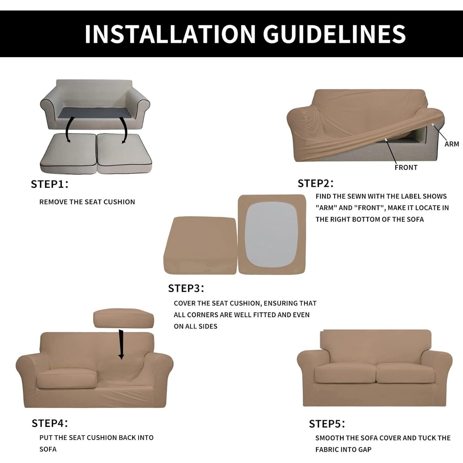 Funda de Sofá Elástica Easy-Going 3 Piezas Camello Mediana