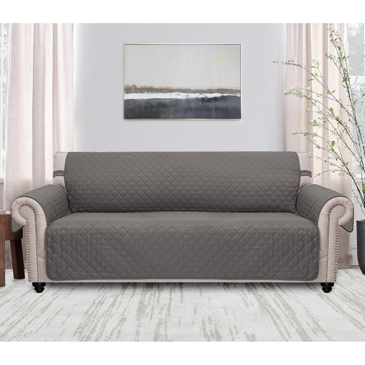 Funda de Sofá Reversible HOMERILLA 3 Cojines Gris 173x284 cm