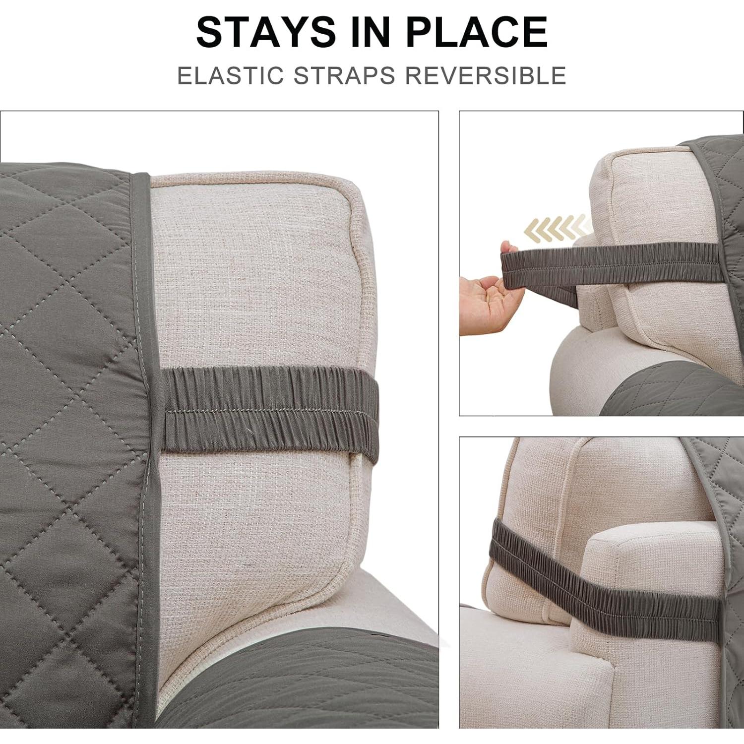 Funda de Sofá Reversible HOMERILLA 3 Cojines Gris 173x284 cm