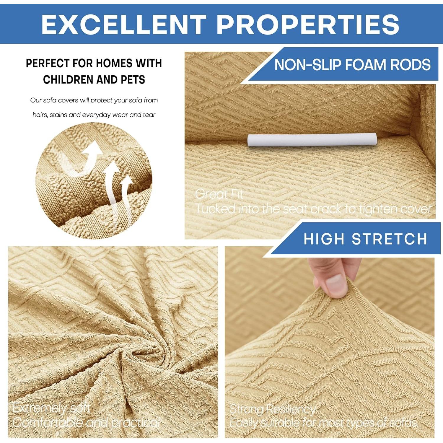 Funda de Sofá Elástica XINEAGE Beige 1 Pieza 71-91"