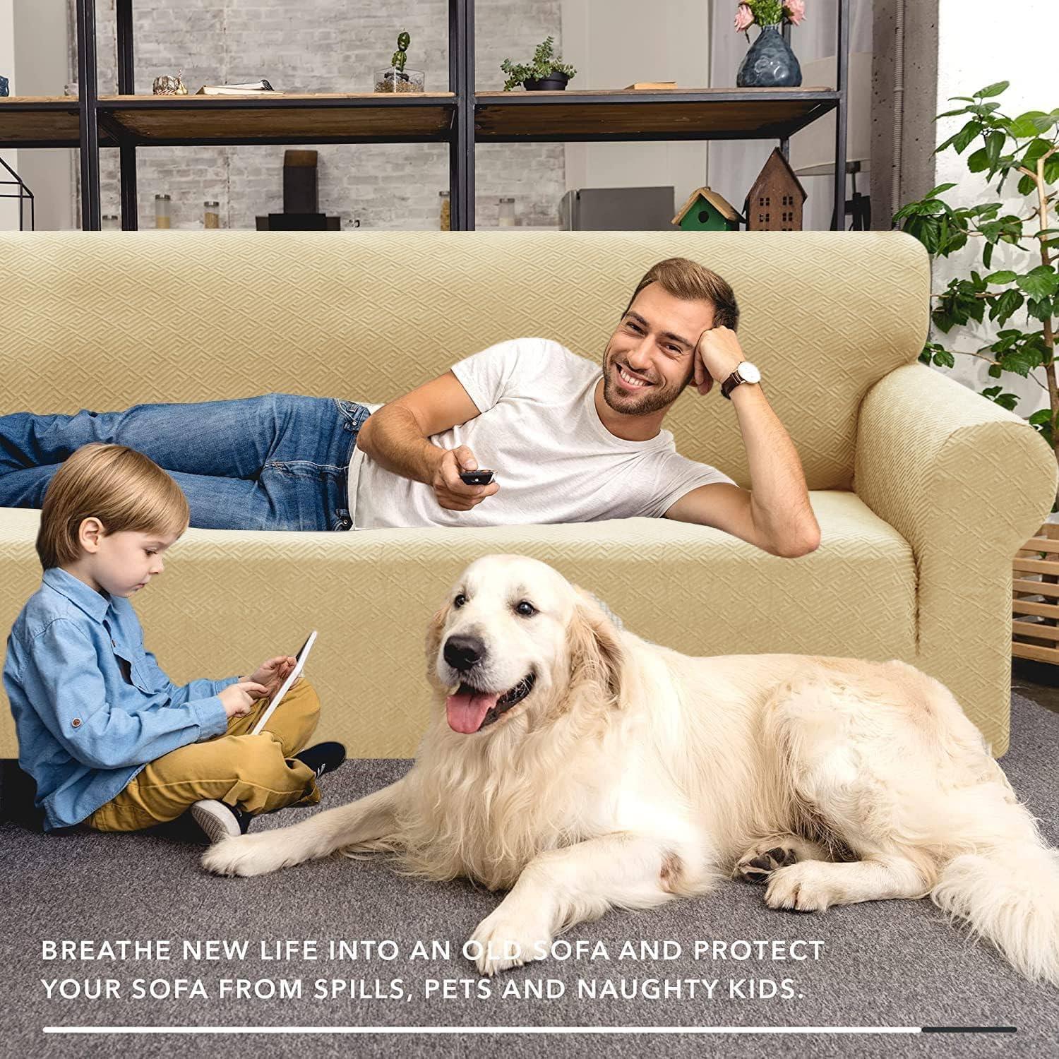 Funda de Sofá Elástica XINEAGE Beige 1 Pieza 71-91"