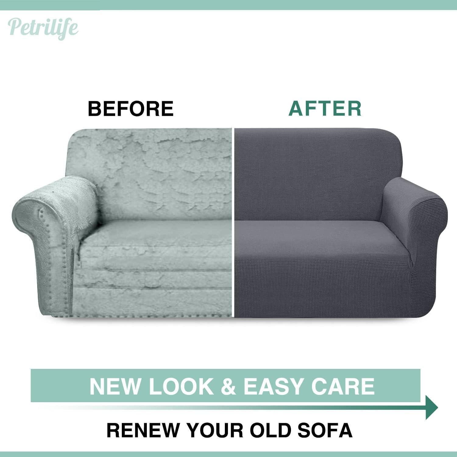 Funda de Sofá Impermeable Petrilife Grande Gris Antideslizante