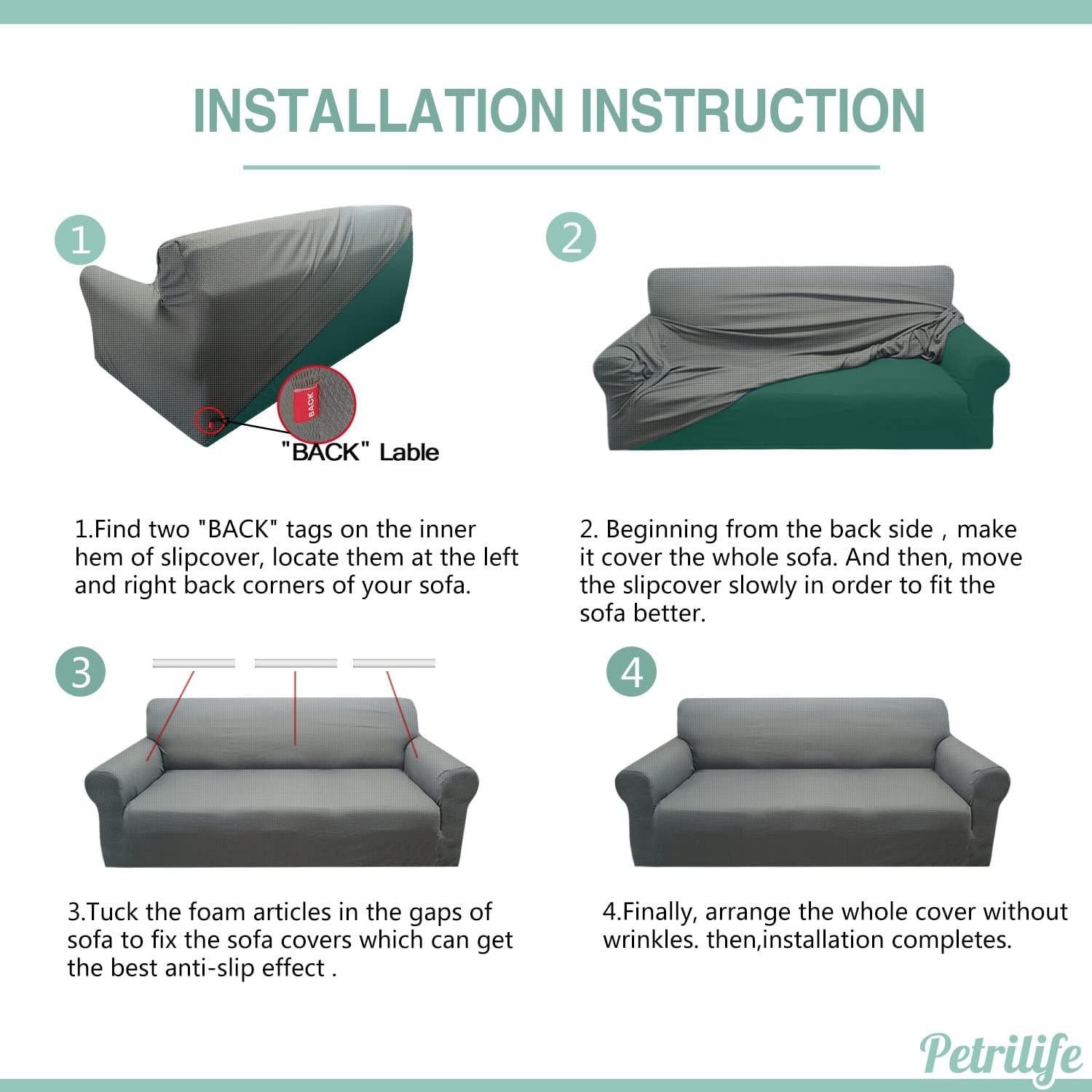 Funda de Sofá Impermeable Petrilife Grande Gris Antideslizante