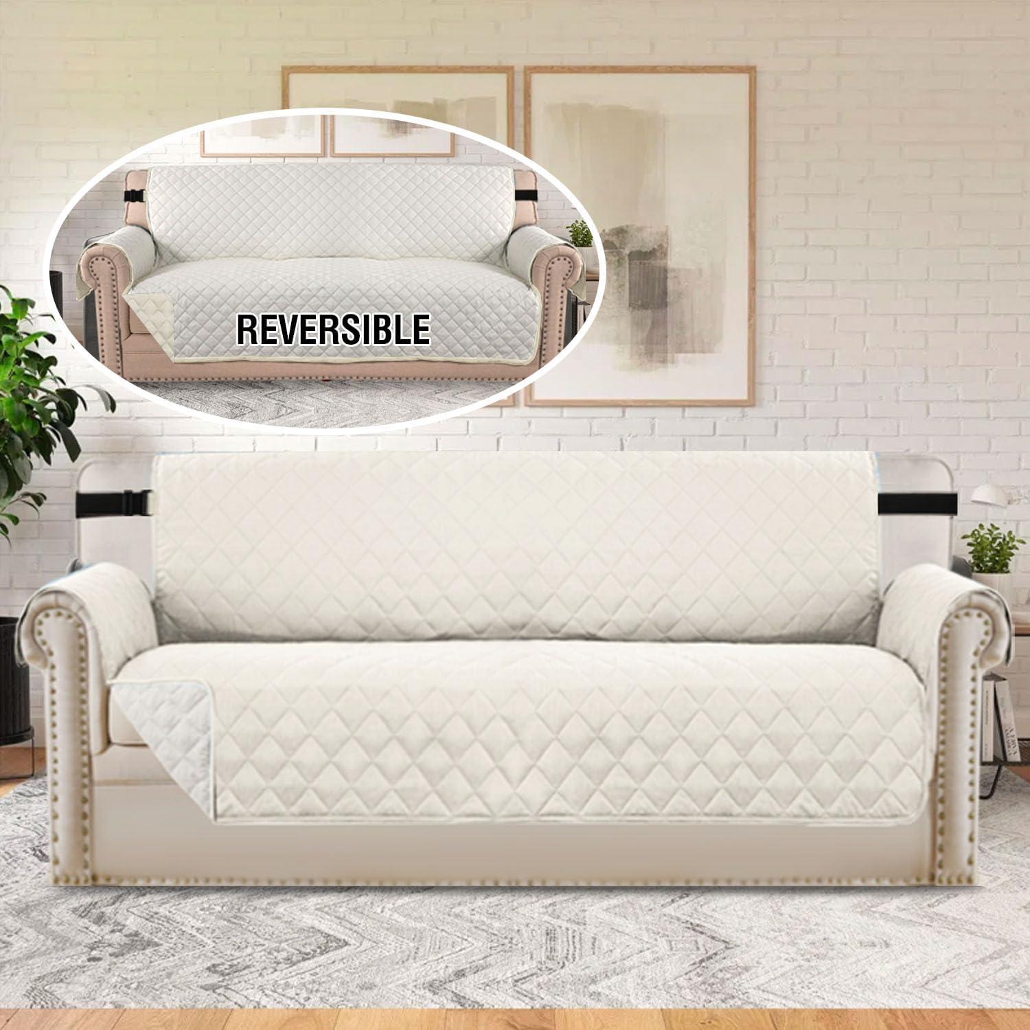 Funda Reversible para Sofá H.VERSAILTEX 3 Cojines Marfil/Beige