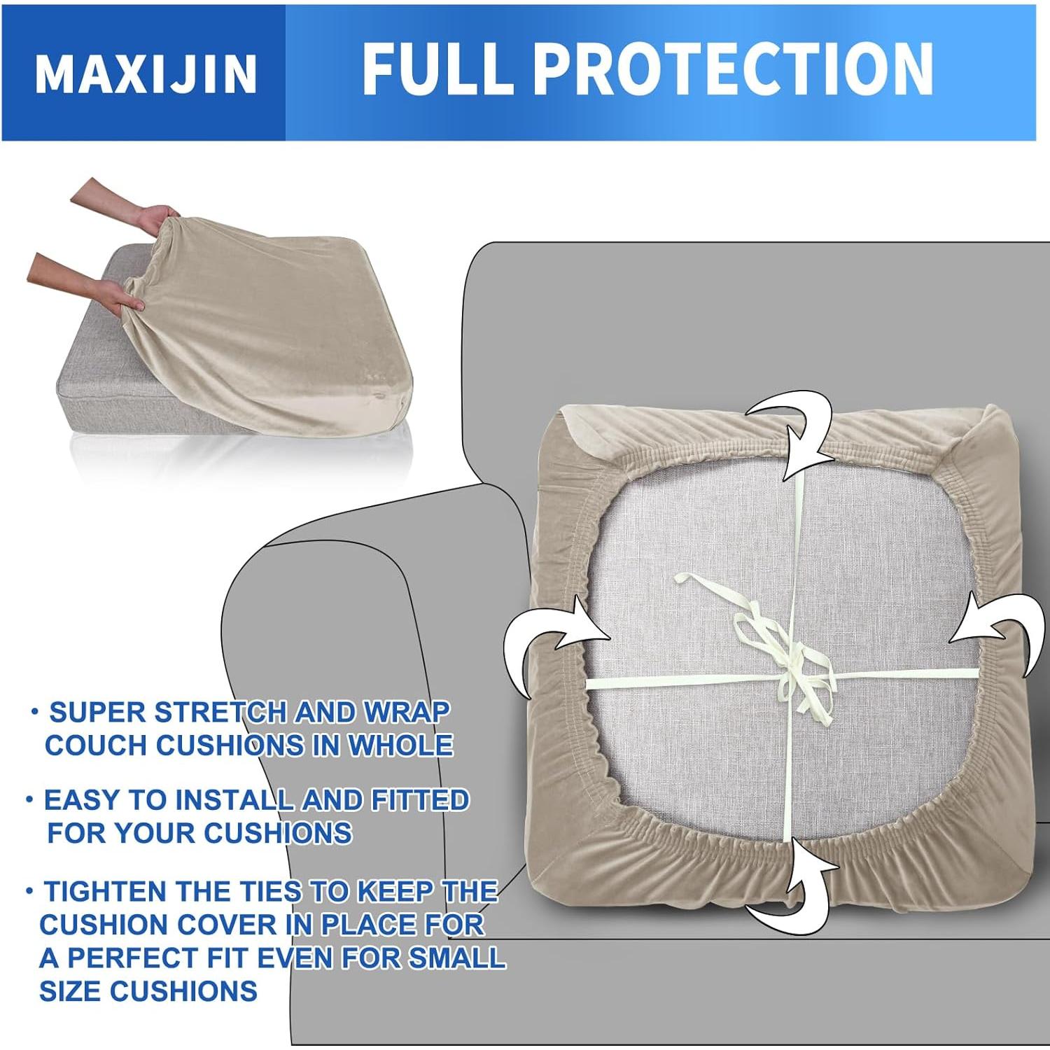 Fundas de Cojín Terciopelo MAXIJIN 3 Piezas Caqui