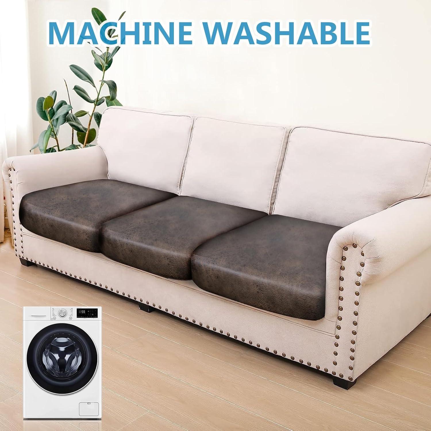 Fundas de cojín sofá 3 plazas ANARACHON marrón elástico