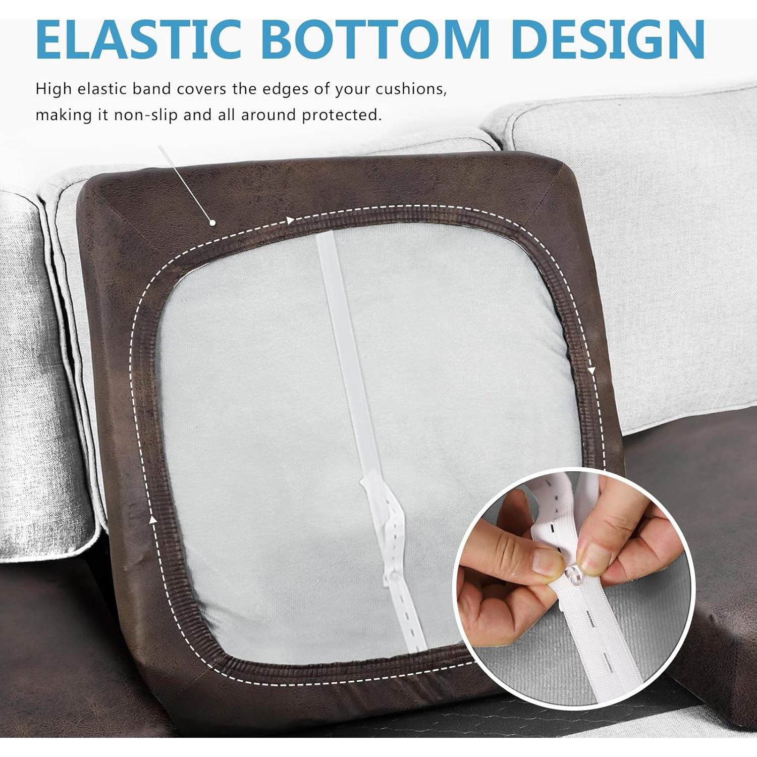 Fundas de cojín sofá 3 plazas ANARACHON marrón elástico