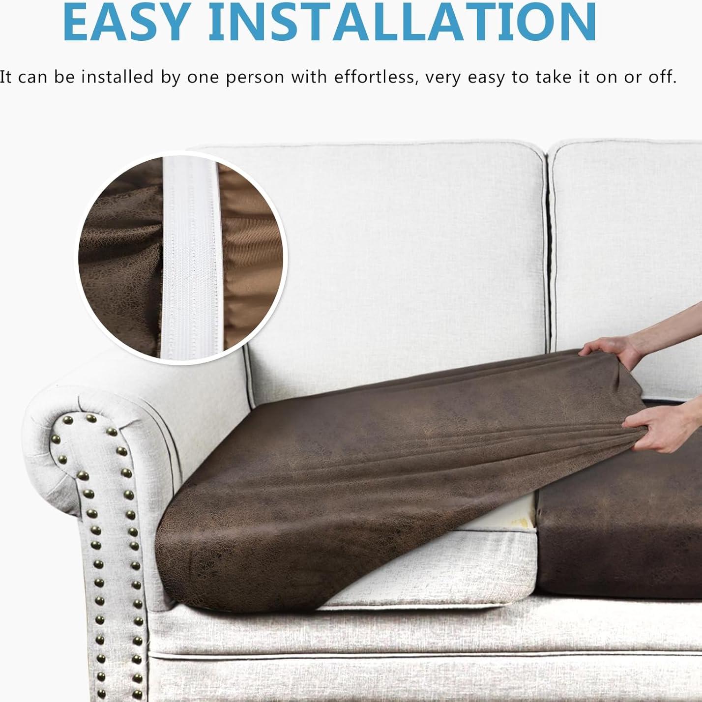 Fundas de cojín sofá 3 plazas ANARACHON marrón elástico