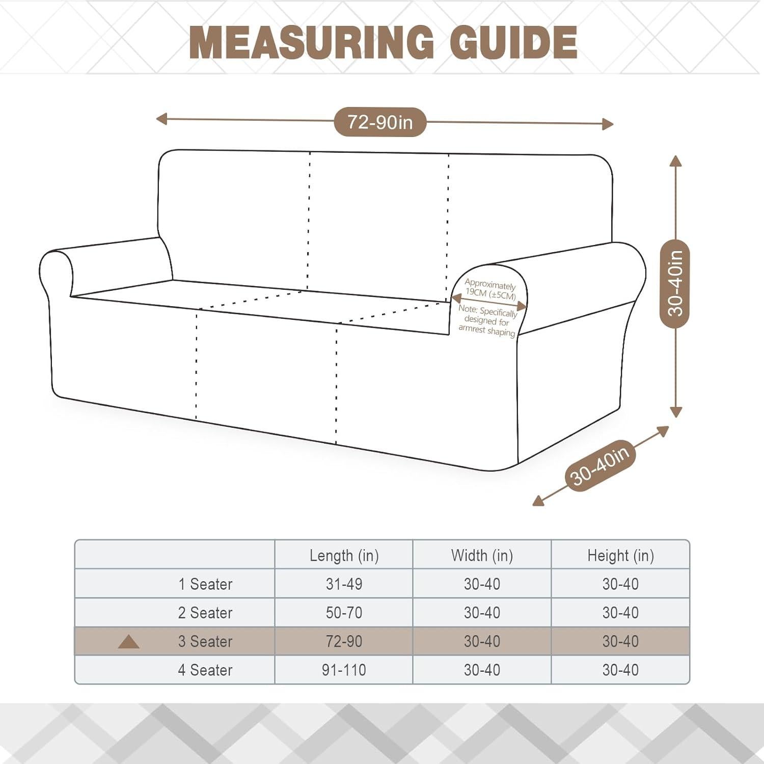 Funda de Sofá Ruaozz Chocolate 3 Plazas Antideslizante