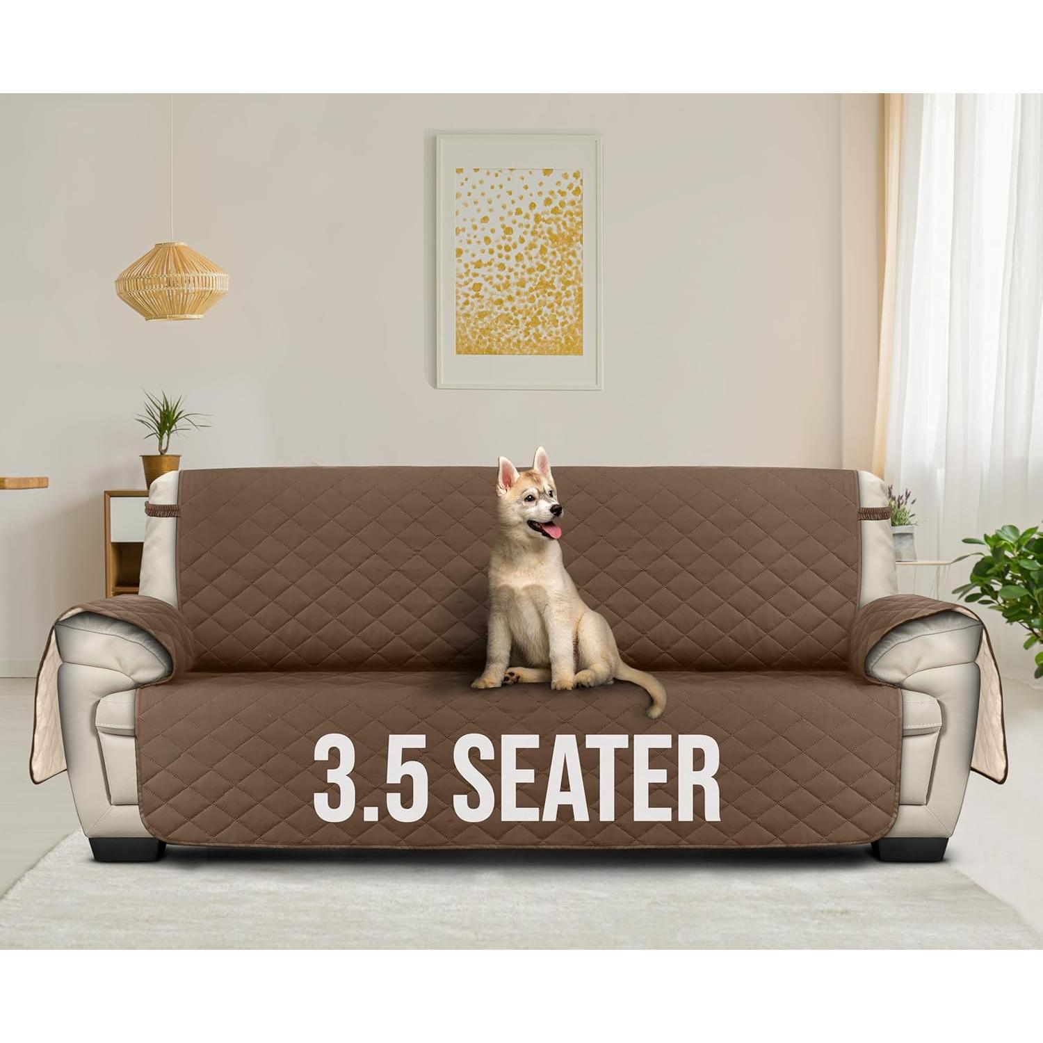 Funda de Sofá Reversible Utopia Bedding 3.5 Plazas Marrón/Beige