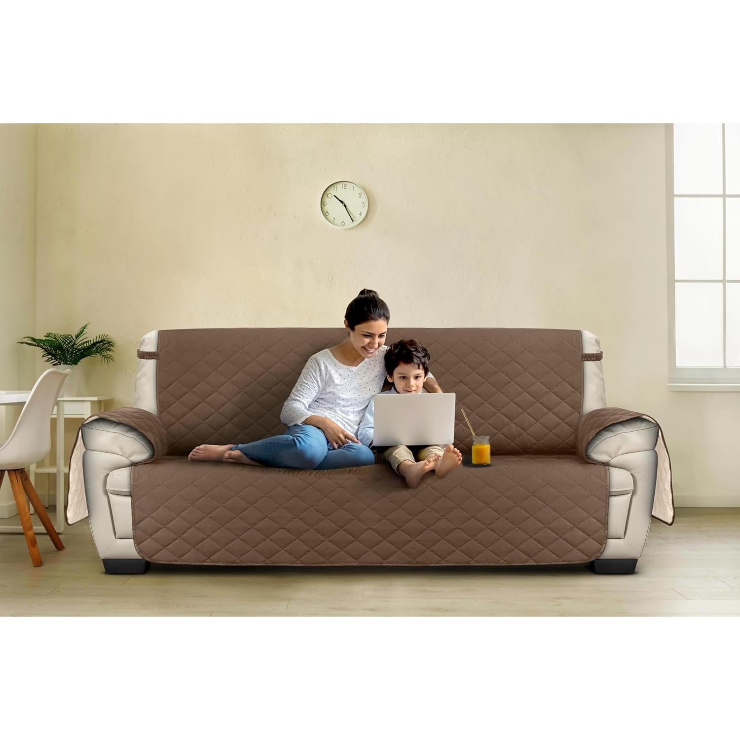 Funda de Sofá Reversible Utopia Bedding 3.5 Plazas Marrón/Beige