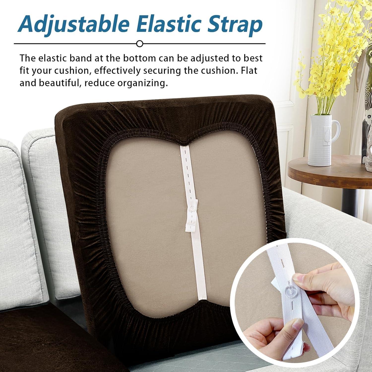 Fundas de Cojines para Sofá 3P Imnopqr Café Estirables