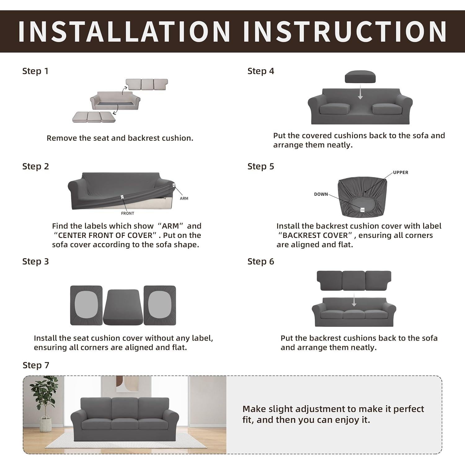 Easy-Going Funda de Sofá Estirable 7 Piezas X-Large Gris Claro