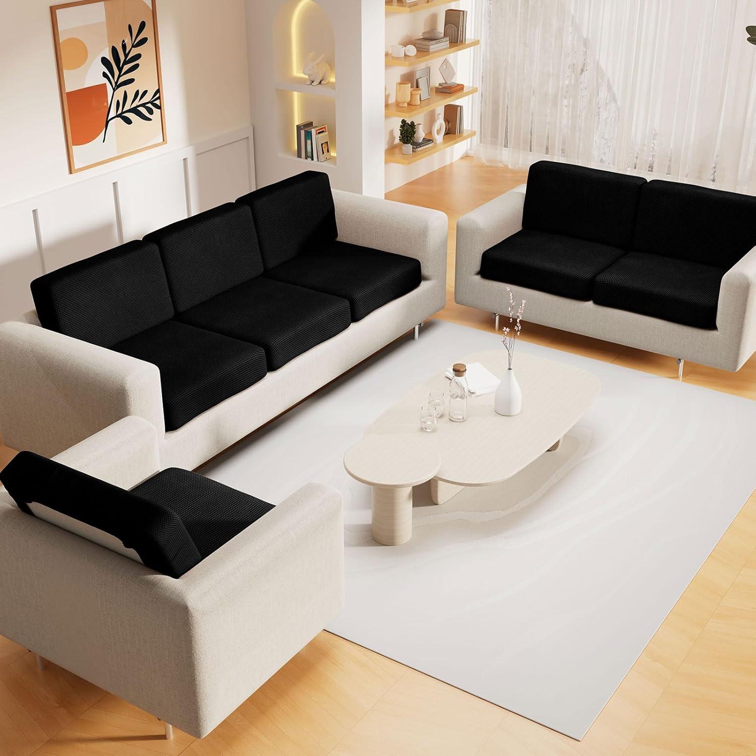 Cubierta de Sofá Impermeable Hyha Grande Negra Antideslizante