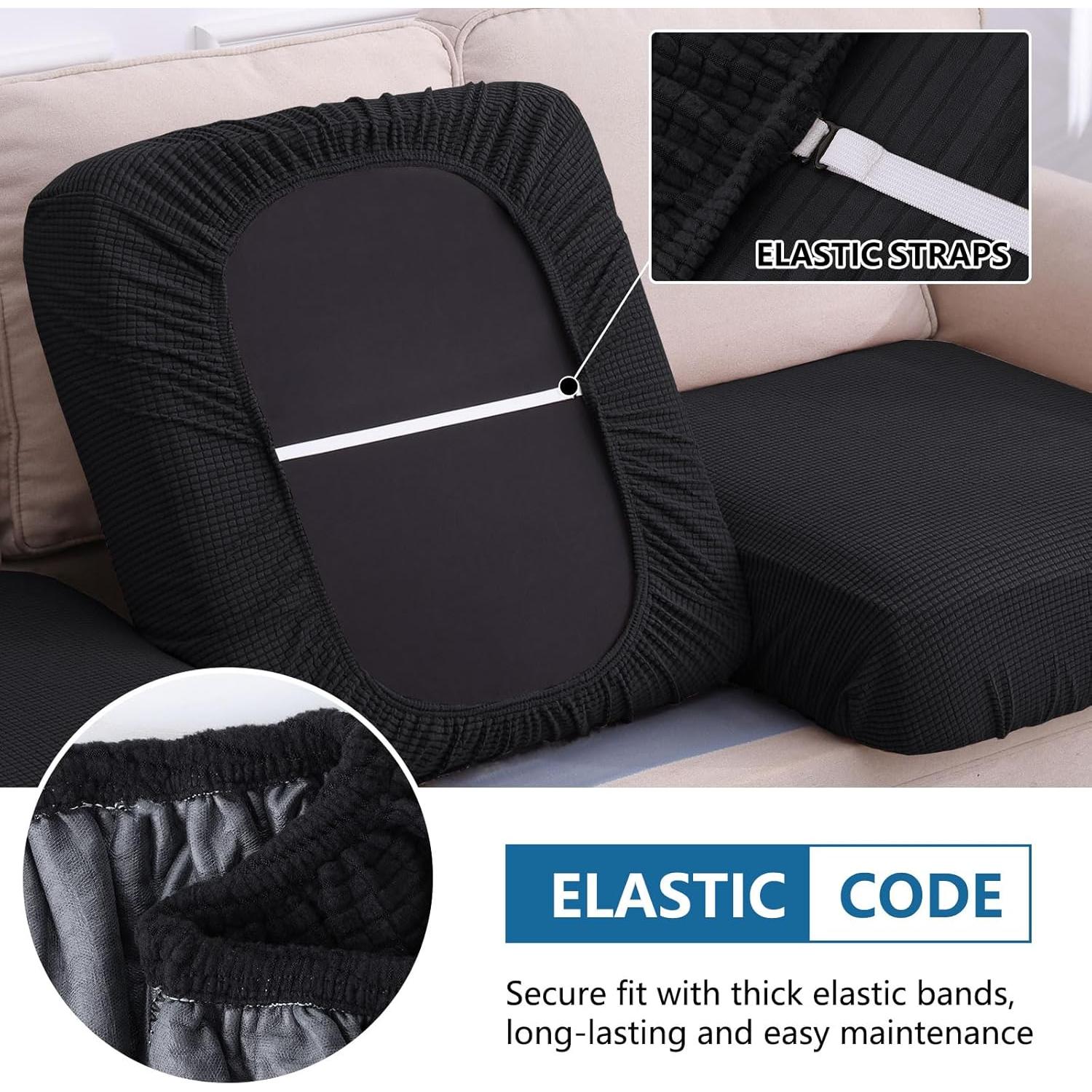 Cubierta de Sofá Impermeable Hyha Grande Negra Antideslizante