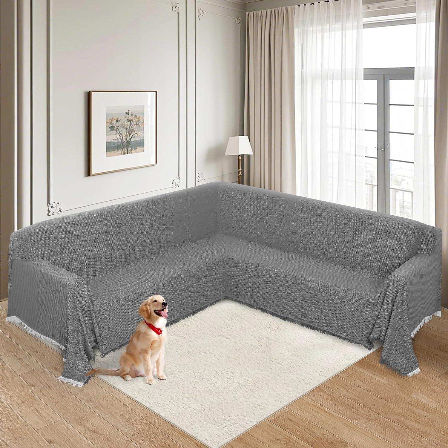 Cubierta de Sofá Seccional HDCAXKJ Gris 91x276 cm Antideslizante