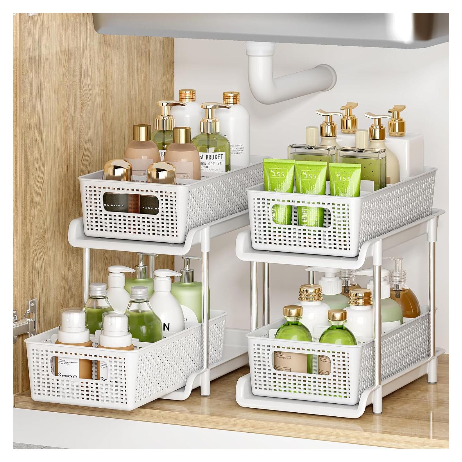 Organizador de Baño RIKOJUXI 2 Niveles Apilable Blanco