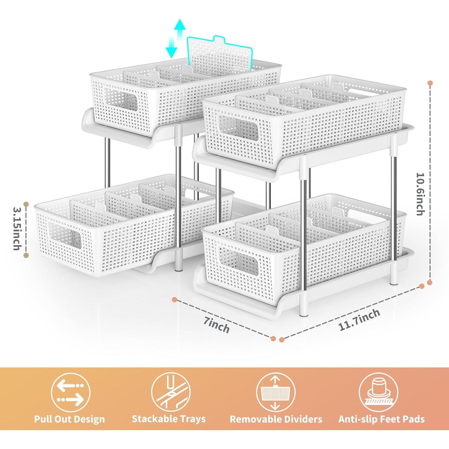 Organizador de Baño RIKOJUXI 2 Niveles Apilable Blanco