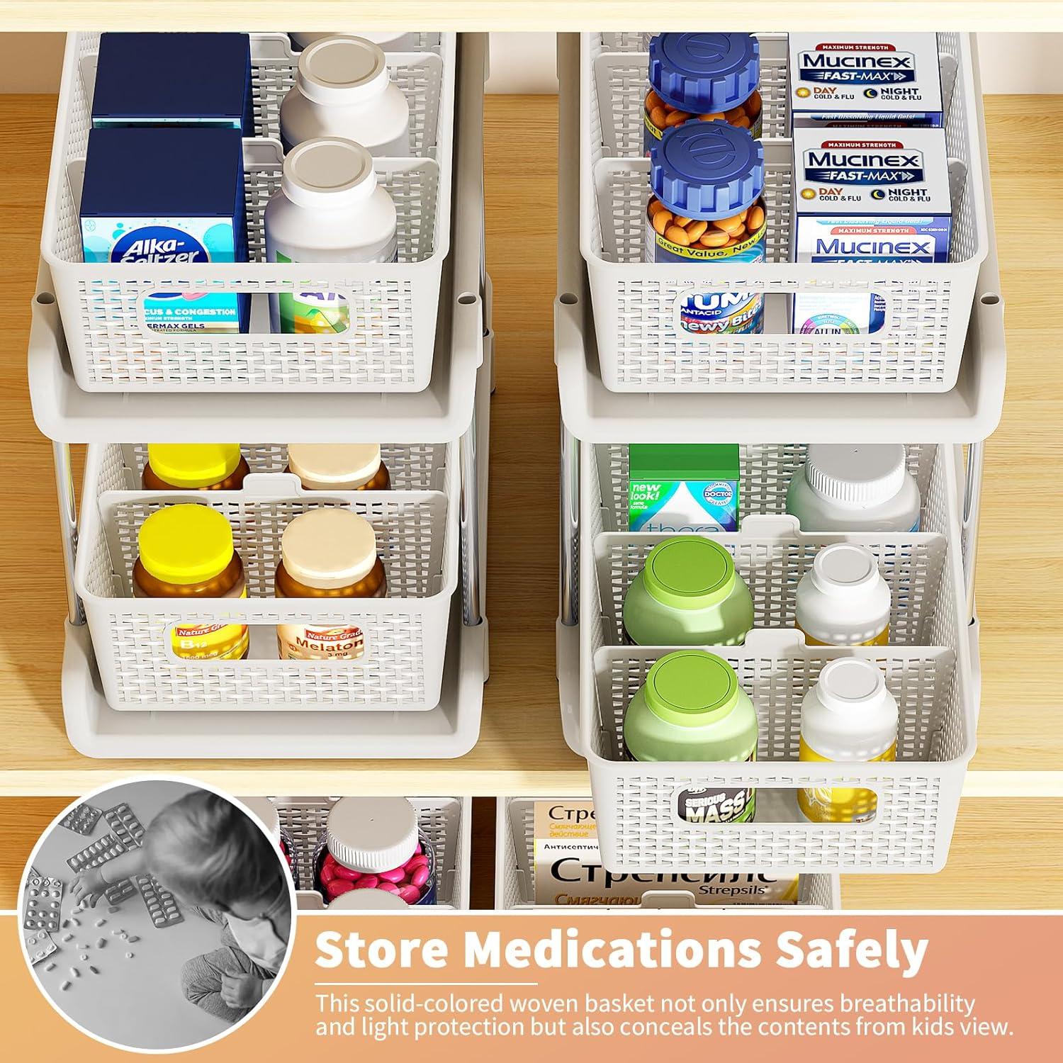 Organizador de Baño RIKOJUXI 2 Niveles Apilable Blanco