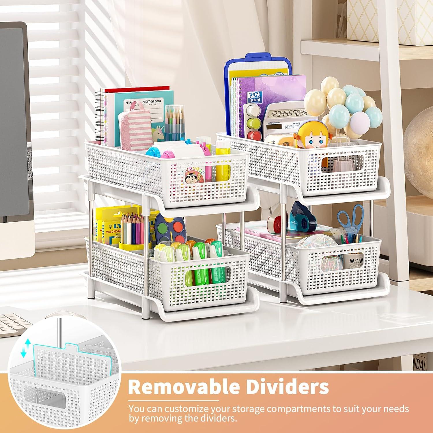 Organizador de Baño RIKOJUXI 2 Niveles Apilable Blanco