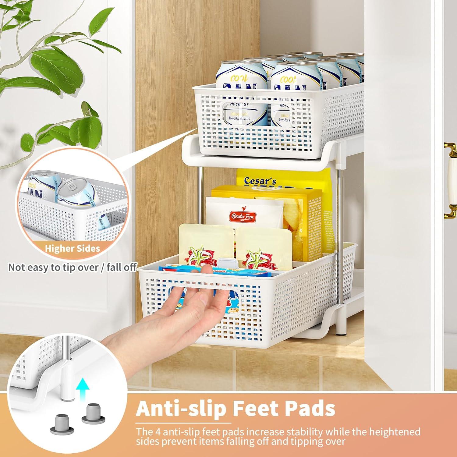 Organizador de Baño RIKOJUXI 2 Niveles Apilable Blanco