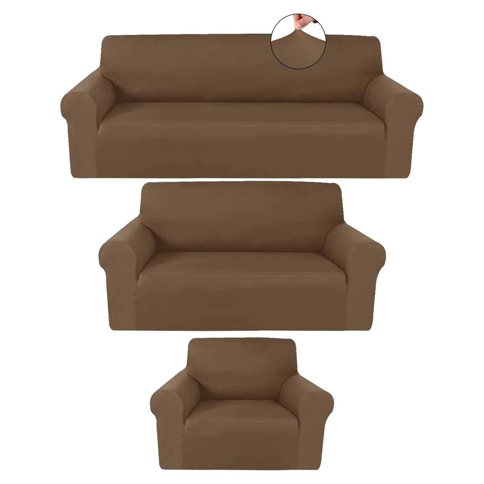 Juego de Fundas para Sofá Peryiter 3 Piezas Chocolate