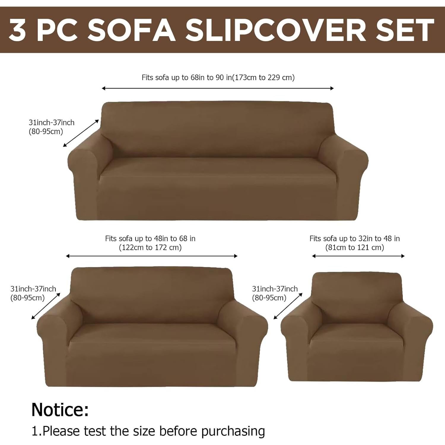 Juego de Fundas para Sofá Peryiter 3 Piezas Chocolate