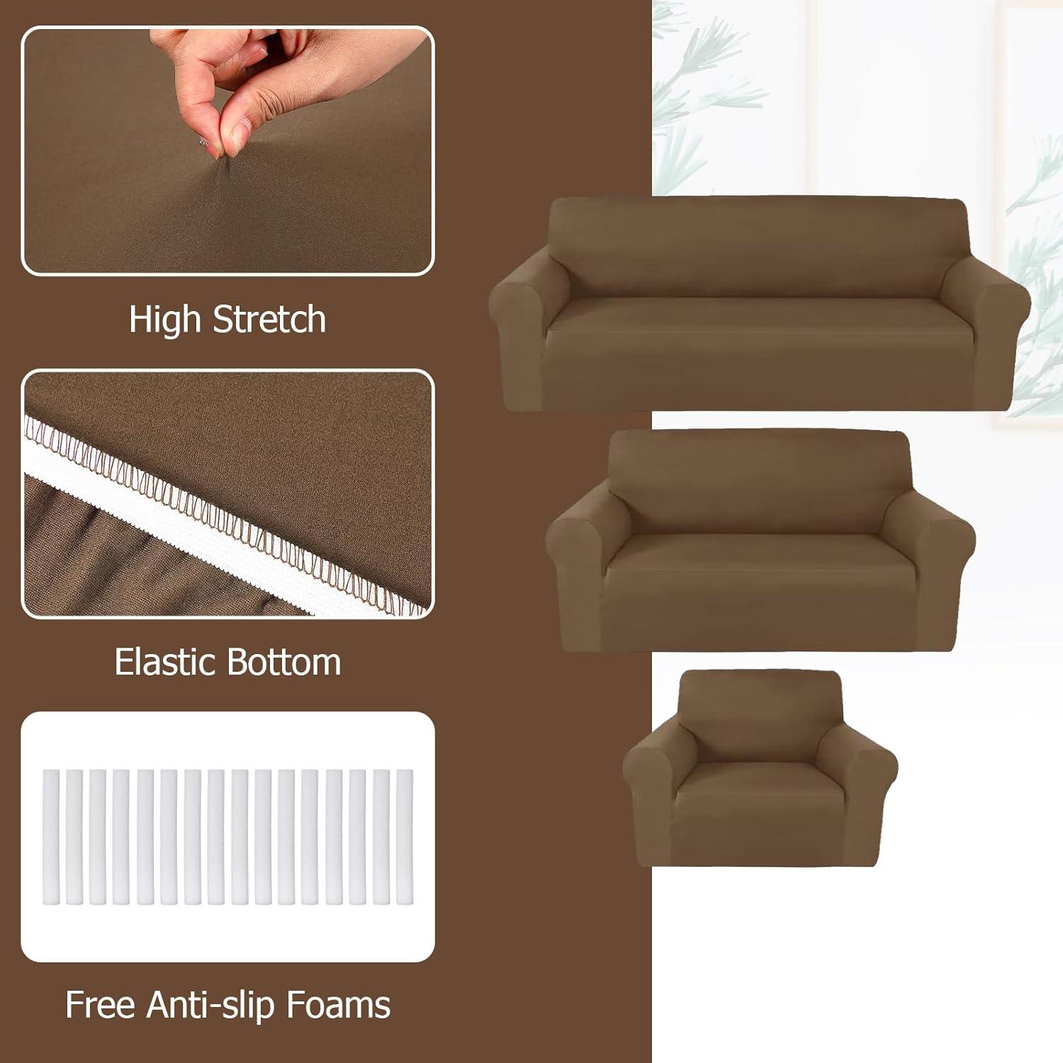 Juego de Fundas para Sofá Peryiter 3 Piezas Chocolate