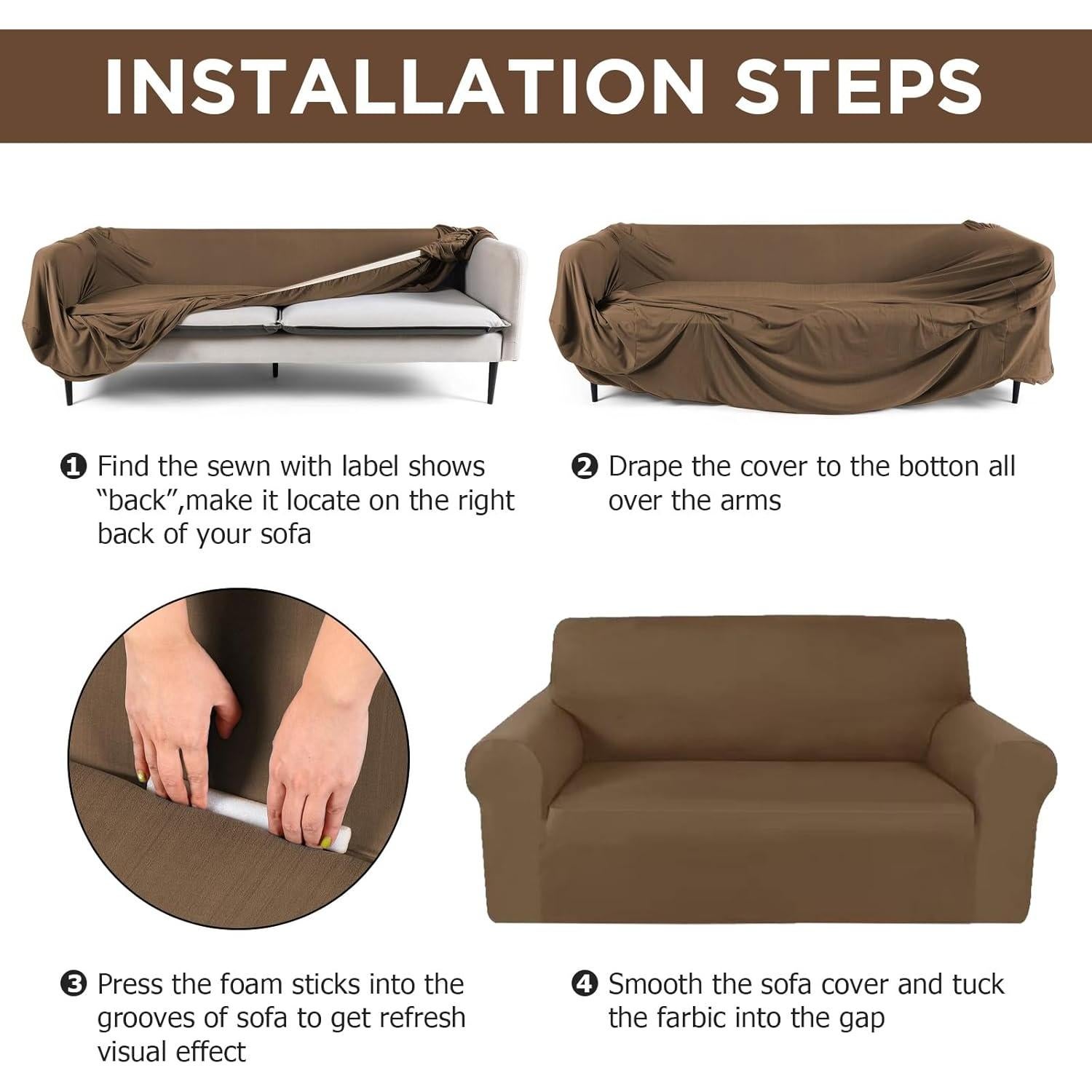 Juego de Fundas para Sofá Peryiter 3 Piezas Chocolate