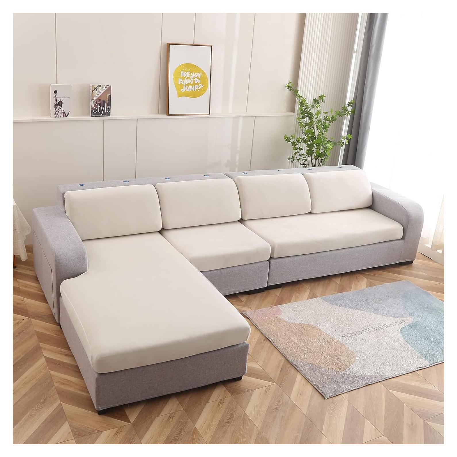 Funda de Cojín de Sofá NeColorLife Crema 1 Plaza Elástica