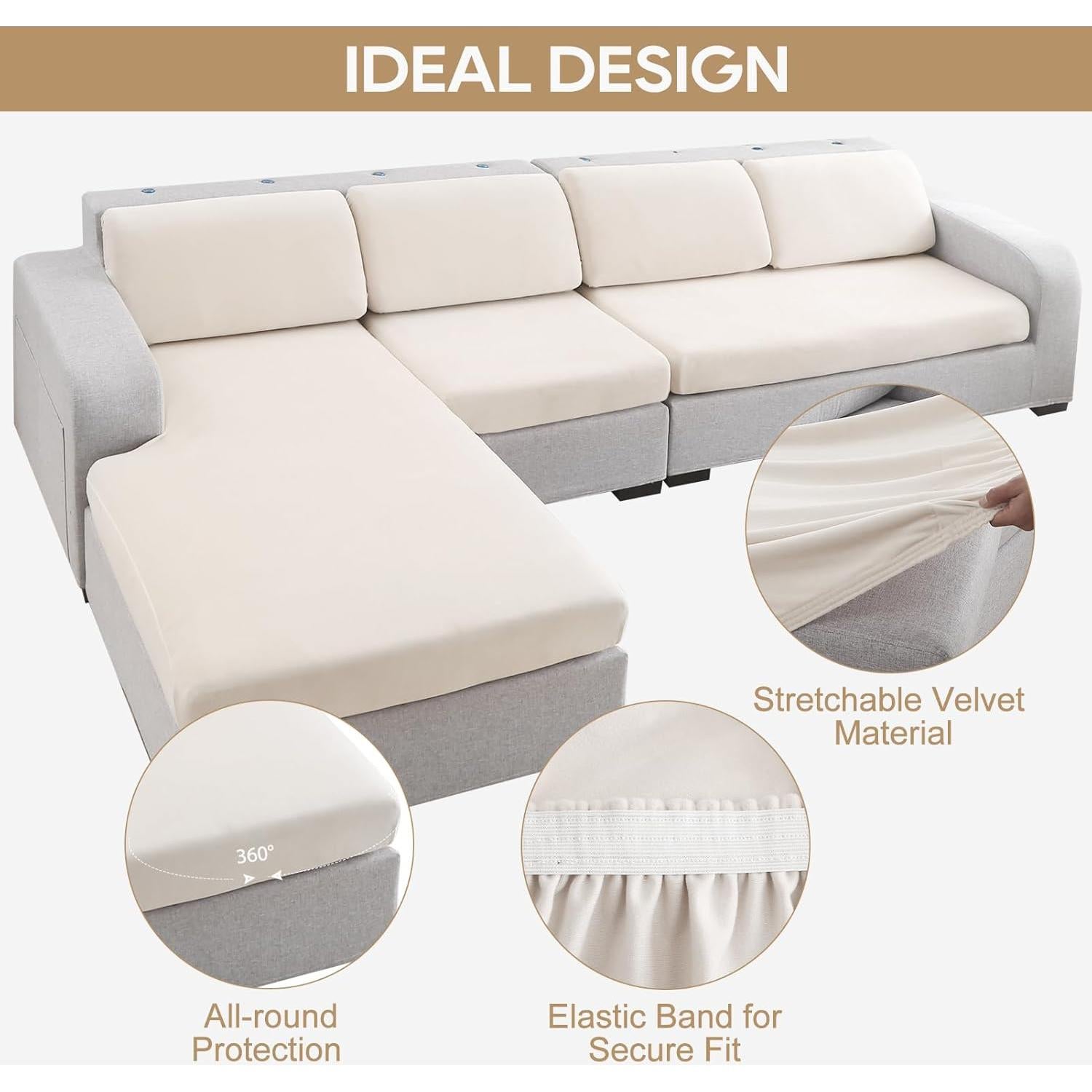 Funda de Cojín de Sofá NeColorLife Crema 1 Plaza Elástica