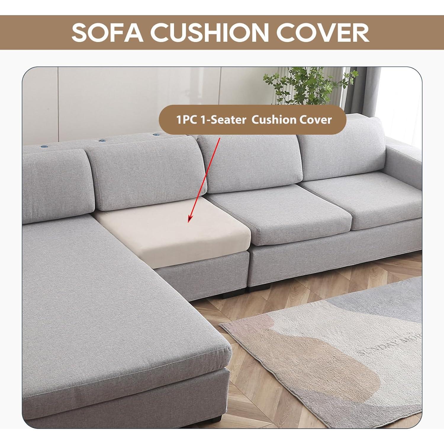 Funda de Cojín de Sofá NeColorLife Crema 1 Plaza Elástica