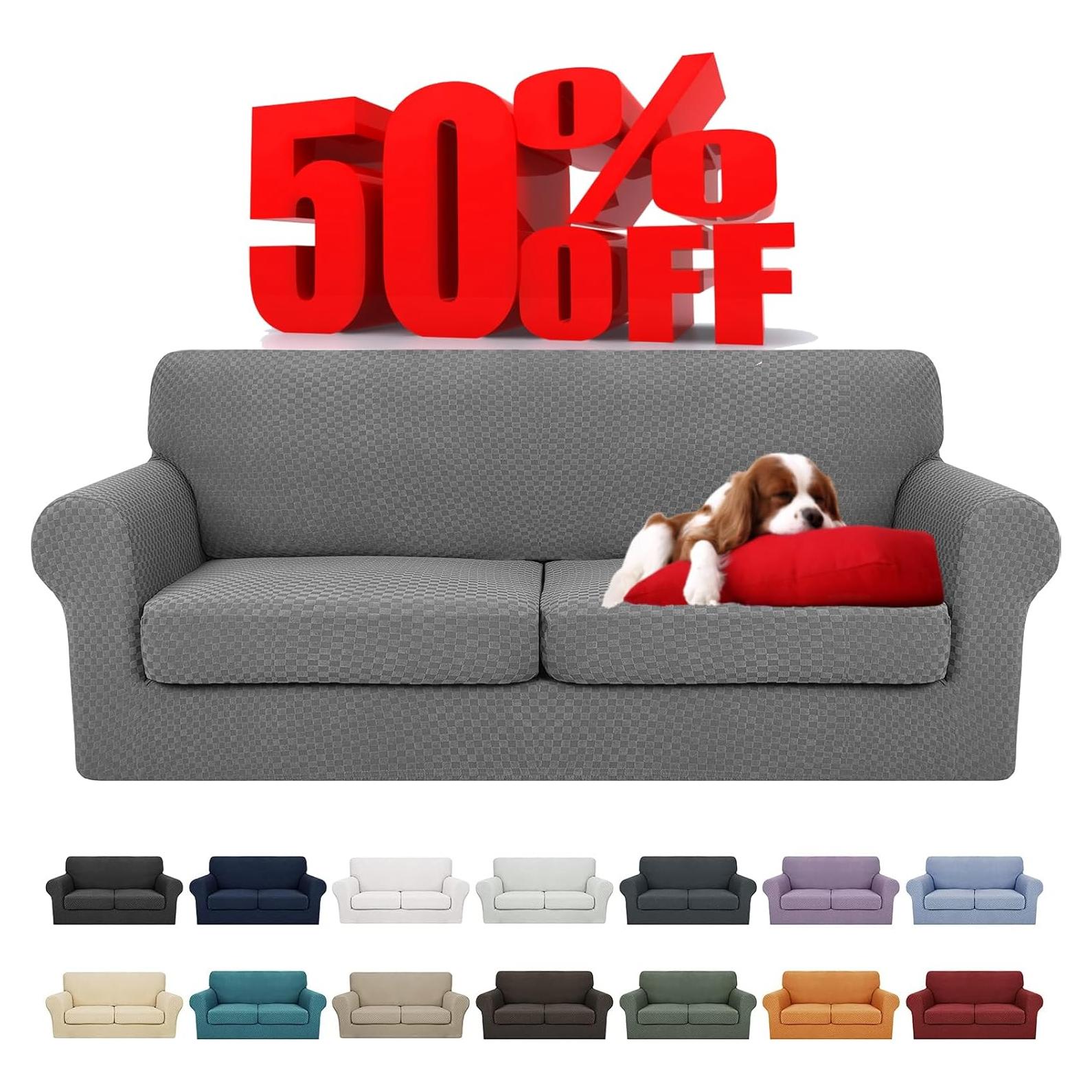 Funda de Sofá YEMYHOM 3 Piezas Antideslizante Gris Claro