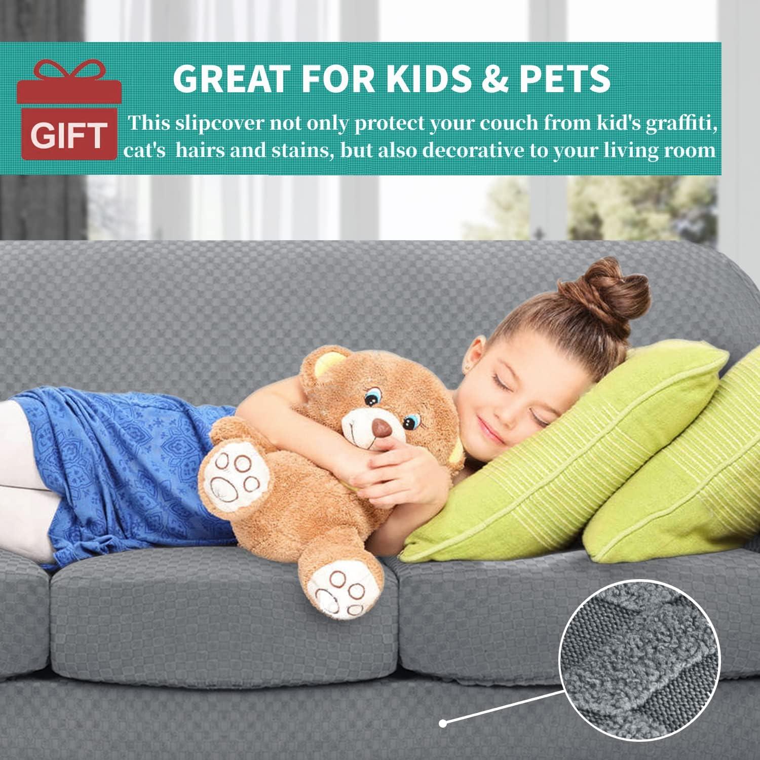 Funda de Sofá YEMYHOM 3 Piezas Antideslizante Gris Claro