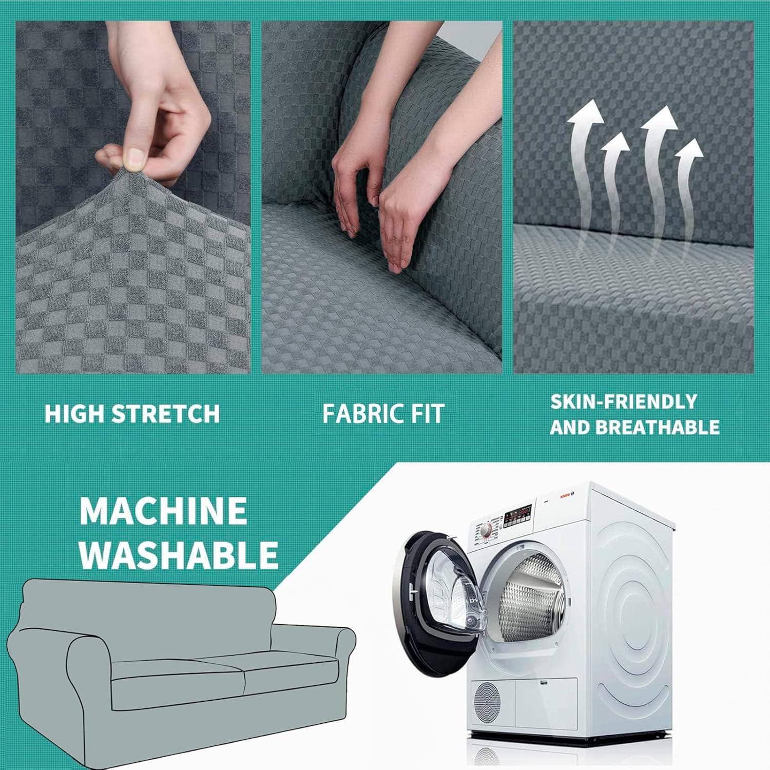 Funda de Sofá YEMYHOM 3 Piezas Antideslizante Gris Claro