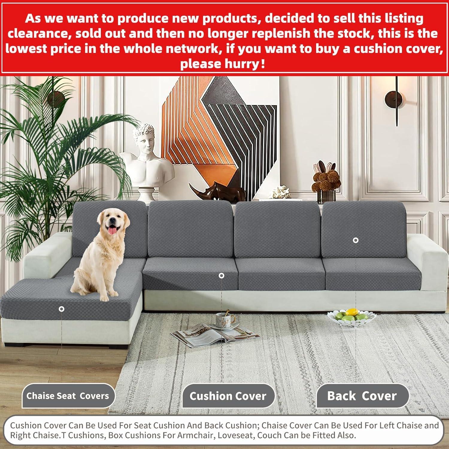 Funda de Cojín Sofá YEMYHOM 3 Piezas Gris Claro Rayas