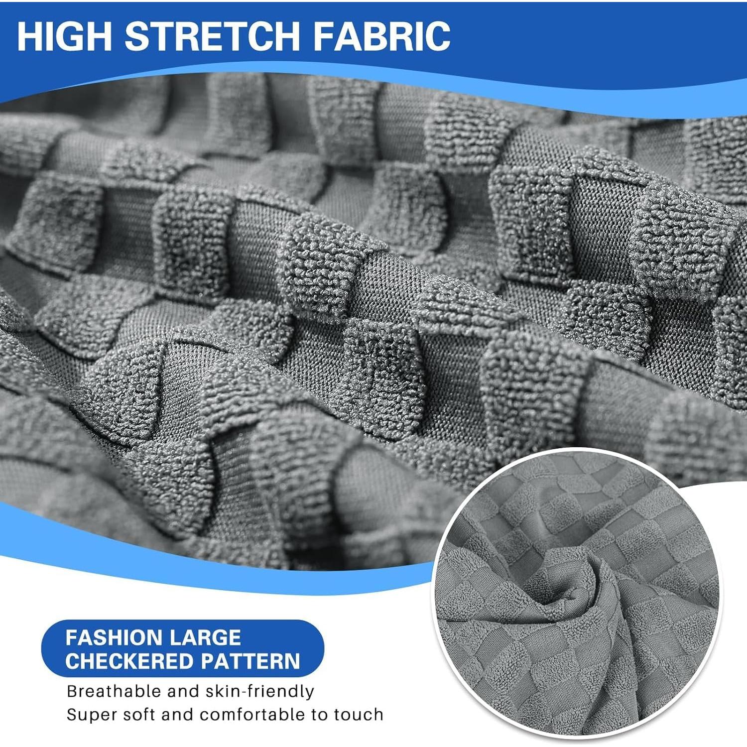 Funda de Cojín Sofá YEMYHOM 3 Piezas Gris Claro Rayas