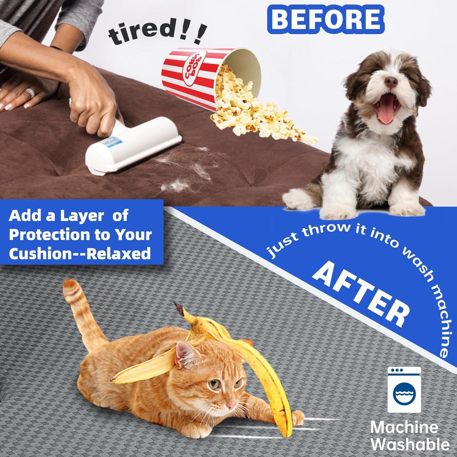 Funda de Cojín Sofá YEMYHOM 3 Piezas Gris Claro Rayas