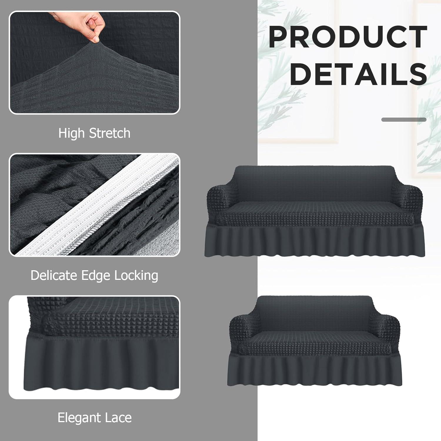 Juego de 2 fundas de sofá elásticas Fanfanwin gris oscuro