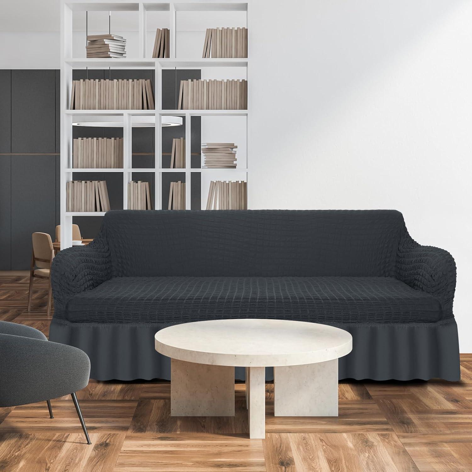 Juego de 2 fundas de sofá elásticas Fanfanwin gris oscuro