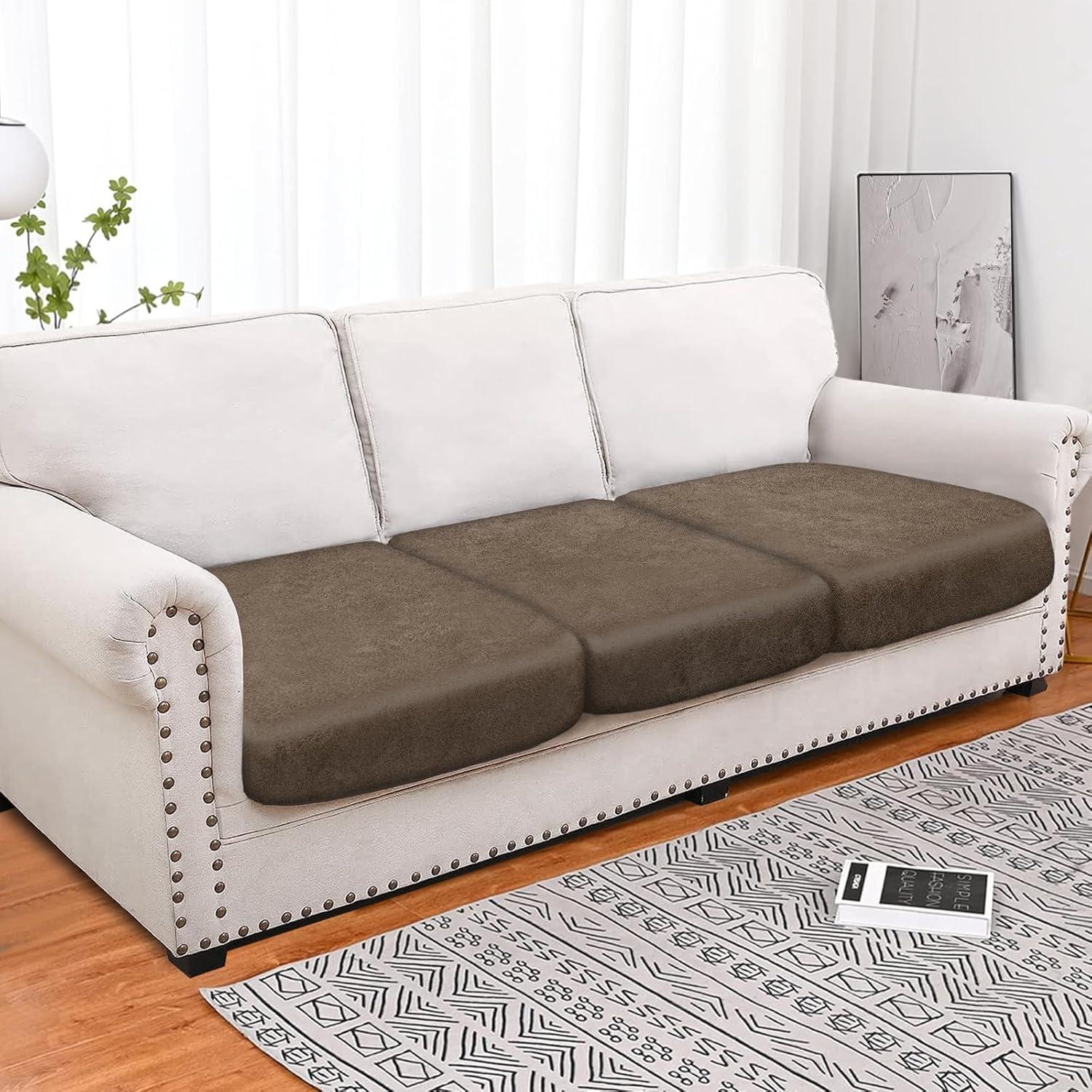 Fundas de cojín sofá Molasofa 3 cojines marrón claro elástico