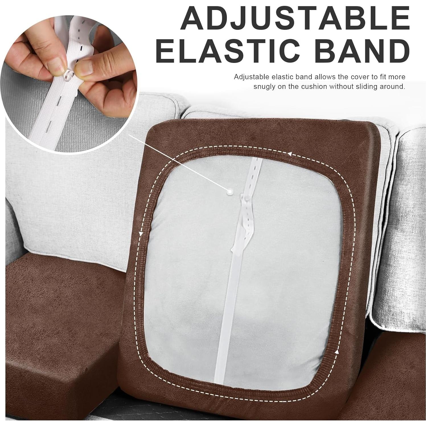 Fundas de cojín sofá Molasofa 3 cojines marrón claro elástico