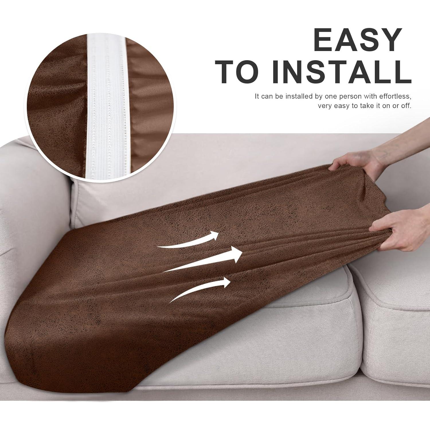 Fundas de cojín sofá Molasofa 3 cojines marrón claro elástico