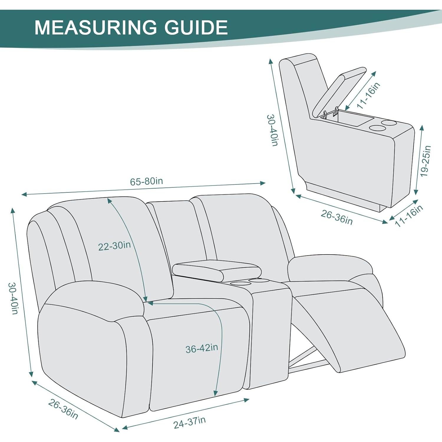 Cubierta de Loveseat Reclinable Ruaozz 2 Asientos Gris