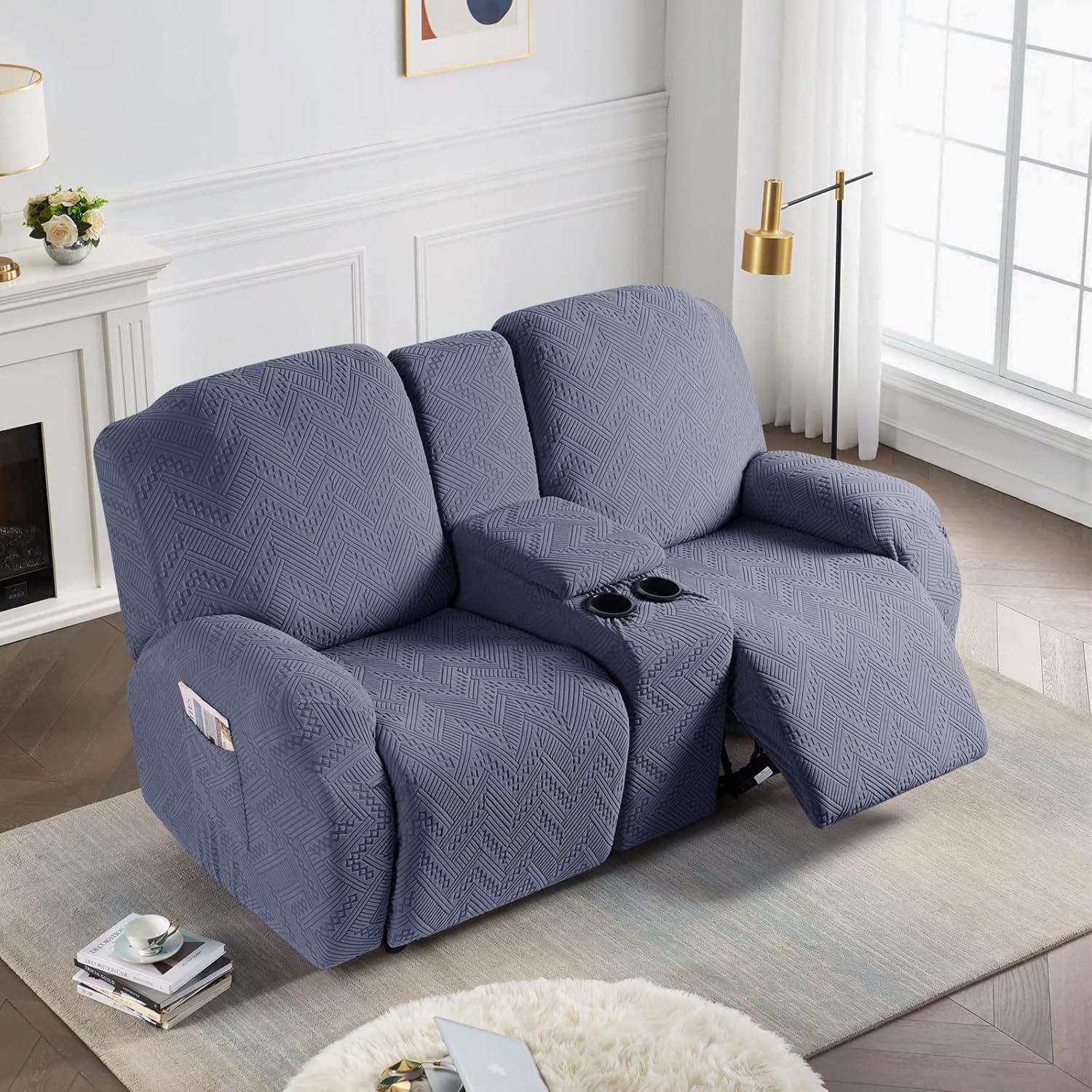 Cubierta de Loveseat Reclinable Ruaozz 2 Asientos Gris