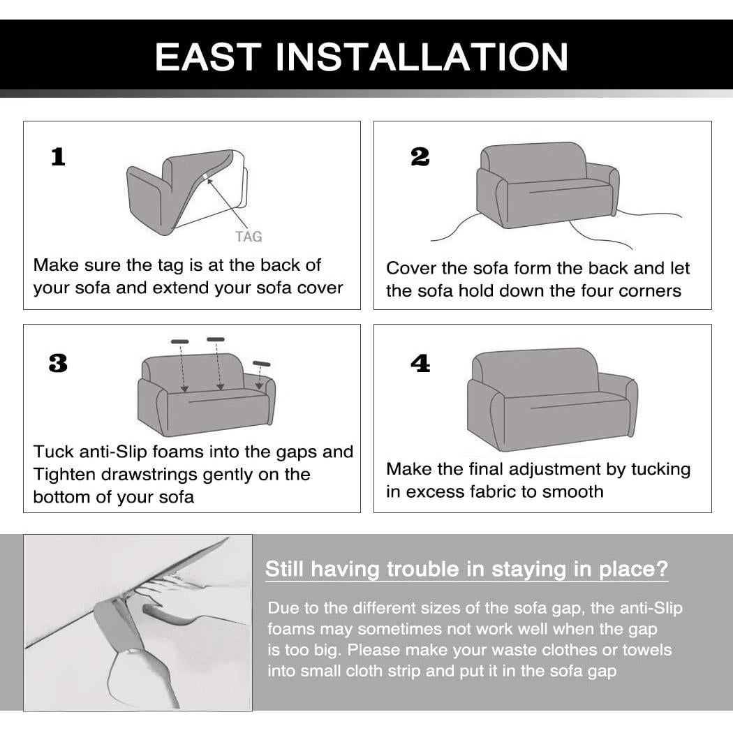 Funda de Sofá Estirable Lamberia Beige 3 Plazas con Almohadas