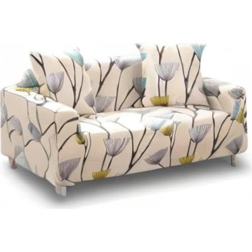 Funda de Sofá Estirable Lamberia Beige 3 Plazas con Almohadas