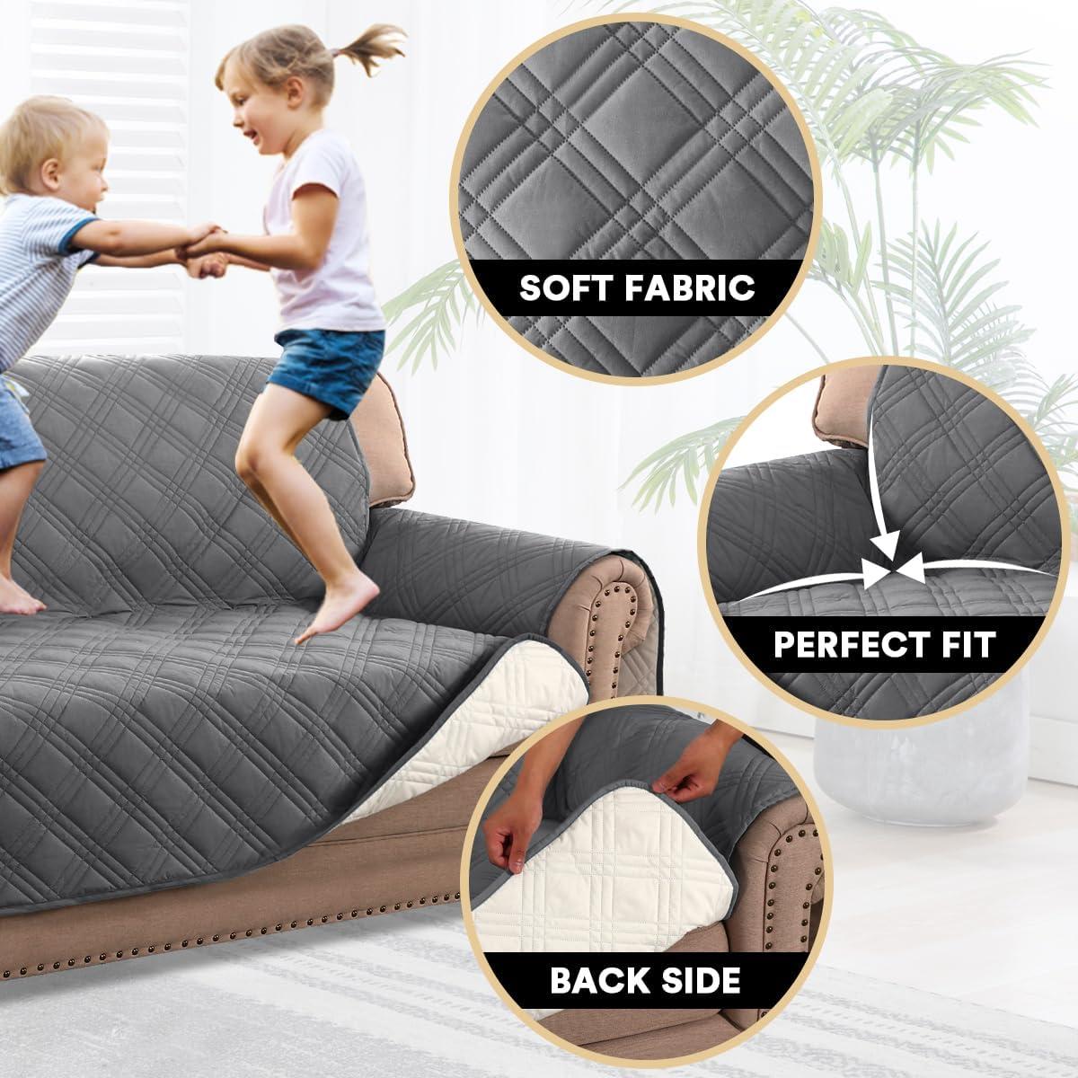 Cubierta de Sofá XL PrinceDeco Impermeable Gris 198 cm