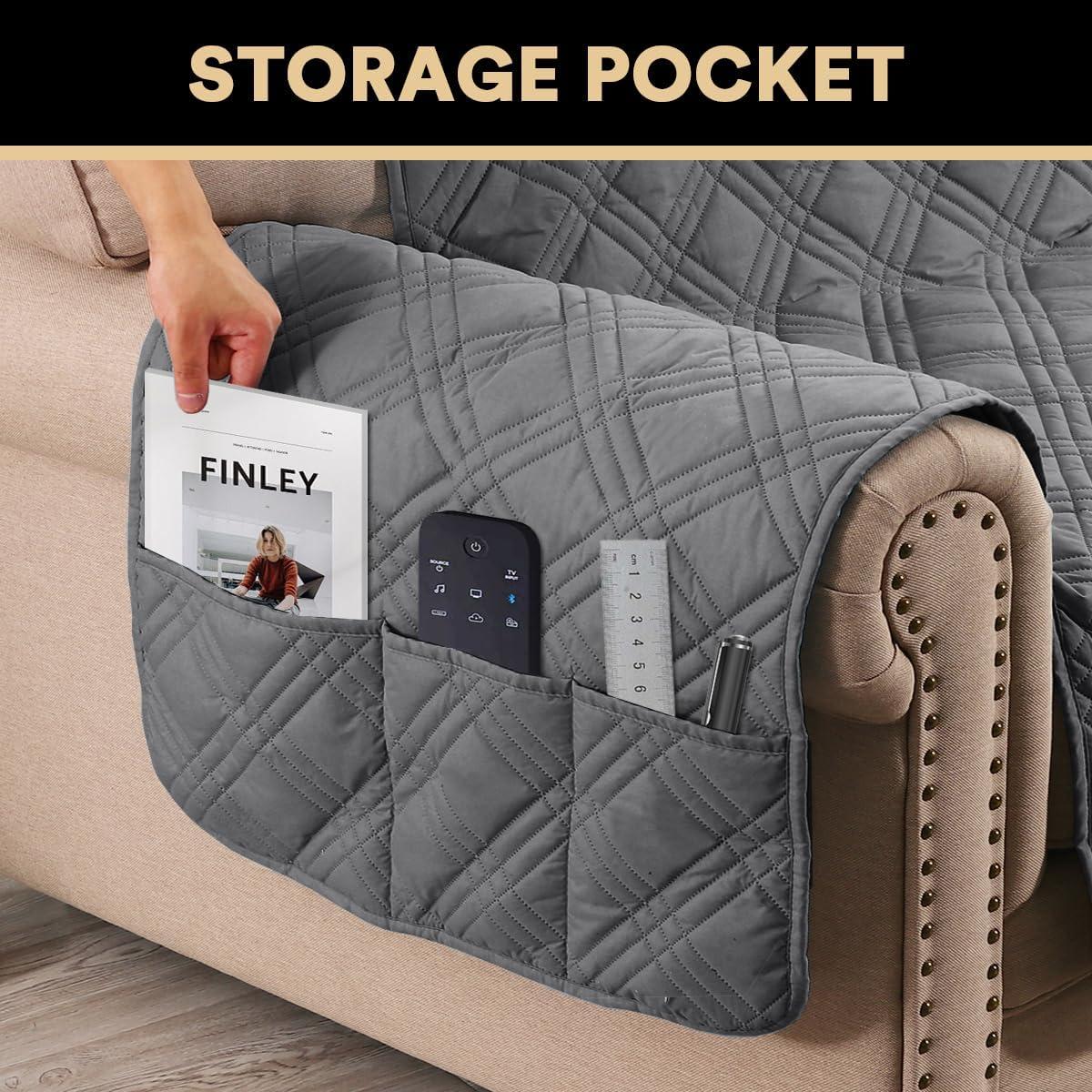 Cubierta de Sofá XL PrinceDeco Impermeable Gris 198 cm